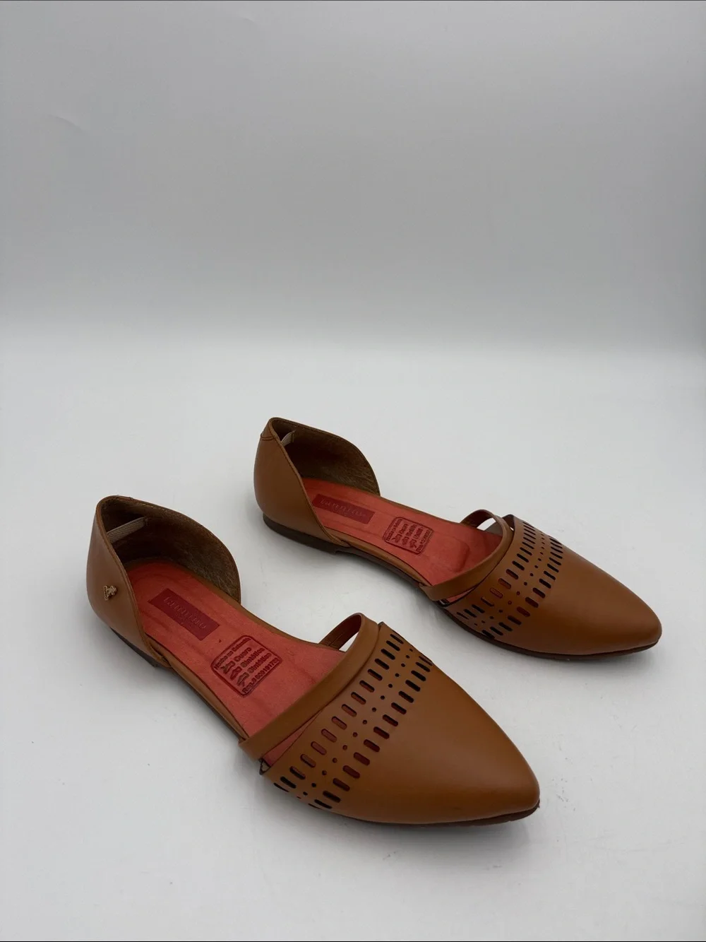 Tannino Women's Pointed D'Orsay Flats in Cognac Brown shoe women